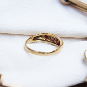 Edwardian Ruby and Diamond Five Stone Ring