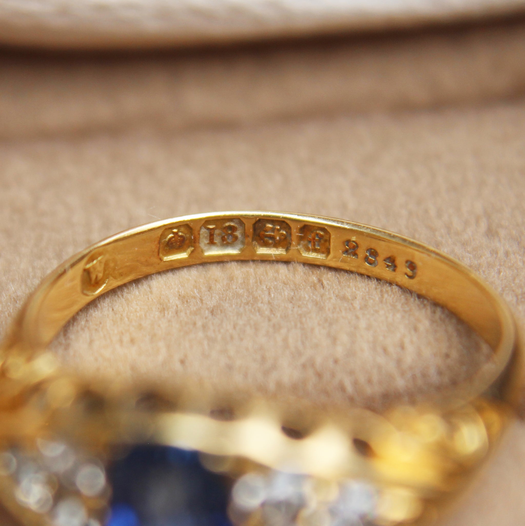 Edwardian Sapphire and Old Cut Diamond Boat Ring