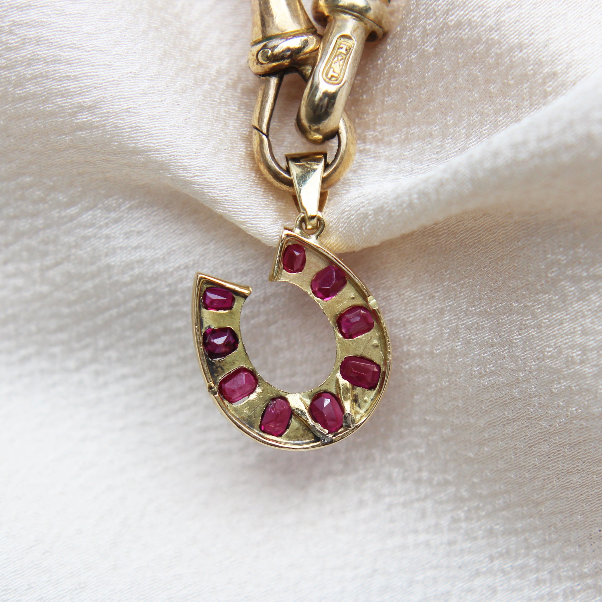Victorian Ruby and Diamond Horseshoe Pendant