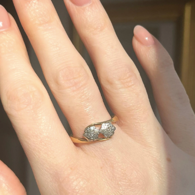 Victorian Diamond Double Daisy Cluster Ring